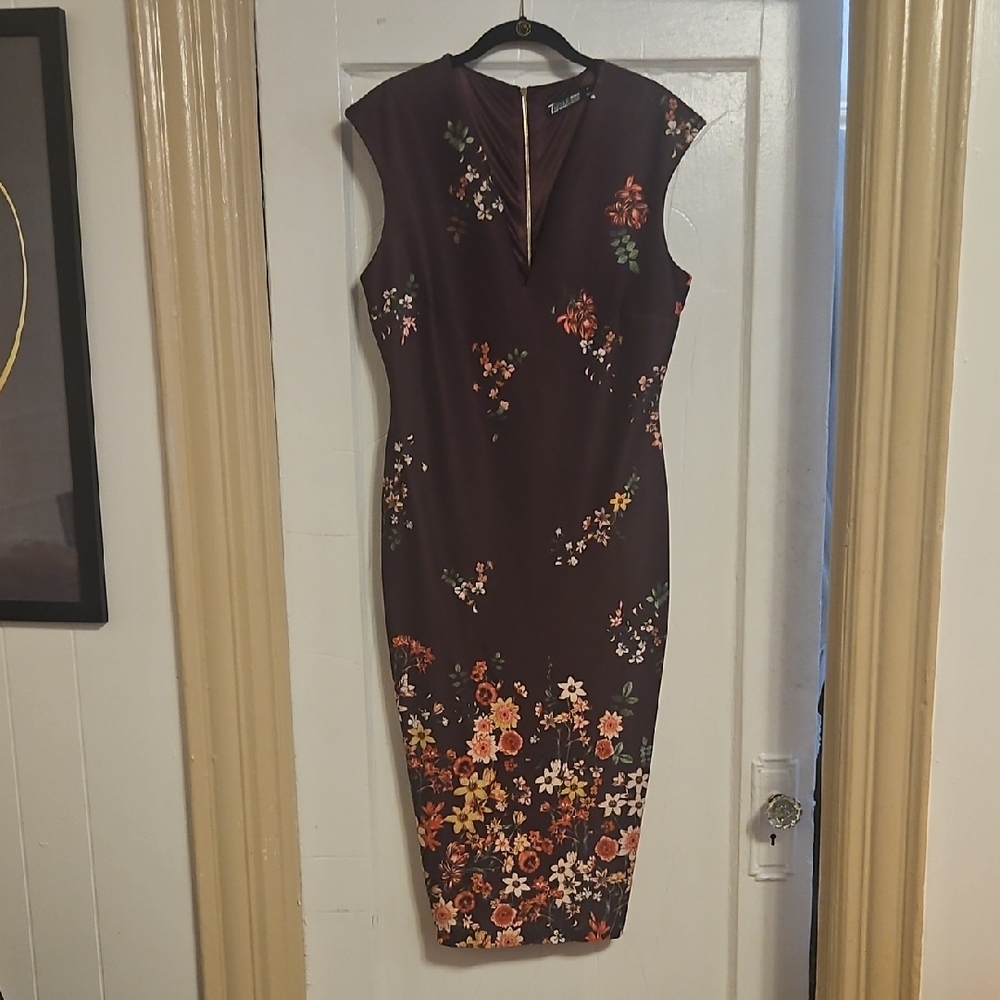 Avenue Floral Midi Dress - Brown and Orange